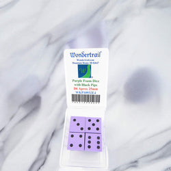 WKP10932E4 Purple Foam Dice Black Dots D6 25mm (1in) Pack of 4 (ONLINE ORDER ONLY)