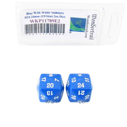 WKP11789E2 Blue Opaque Dice White Numbers D24 24mm Pack of 2 (ONLINE ORDER ONLY)