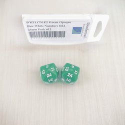 WKP11791E2 Green Opaque Dice White Numbers D24 24mm Pack of 2 (ONLINE ORDER ONLY)
