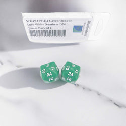 WKP11791E2 Green Opaque Dice White Numbers D24 24mm Pack of 2 (ONLINE ORDER ONLY)