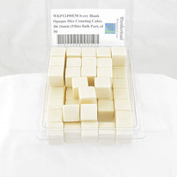 WKP12490E50 Ivory Blank Opaque Dice Counting Cubes D6 16mm (5/8in) Bulk Pack of 50 (ONLINE ORDER ONLY)