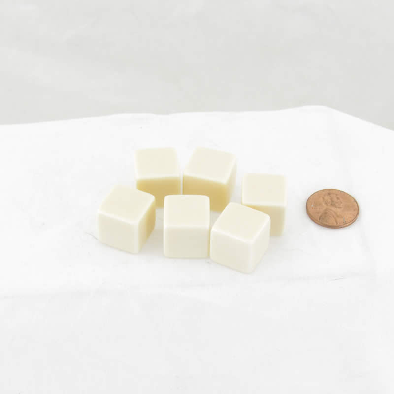 WKP12490E6 Ivory Blank Opaque Dice Counting Cubes D6 16mm (5/8in) Pack of 6 (ONLINE ORDER ONLY)