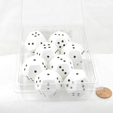 WKP12493E8 White Opaque Dice with Black Pips 1-4 x 3 D12 28mm (1.1 inch) Pack of 8 (ONLINE ORDER ONLY)