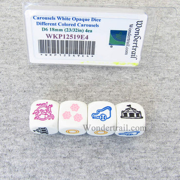 WKP12519E4 Carousels Dice White with Diferent Colored Carousel D6 18mm (ONLINE ORDER ONLY)