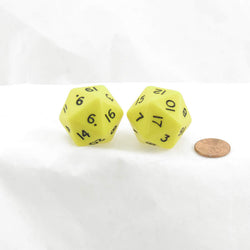 WKP13041E2 Yellow Jumbo Dice Black Numbers D20 30mm Set of 2 (ONLINE ORDER ONLY)