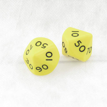 WKP13042E2 Yellow Jumbo Dice Black Numbers DT10 25mm Set of 2 (ONLINE ORDER ONLY)