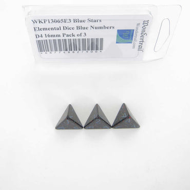 WKP13065E3 Blue Stars Elemental Dice Blue Numbers D4 16mm Pack of 3 (ONLINE ORDER ONLY)