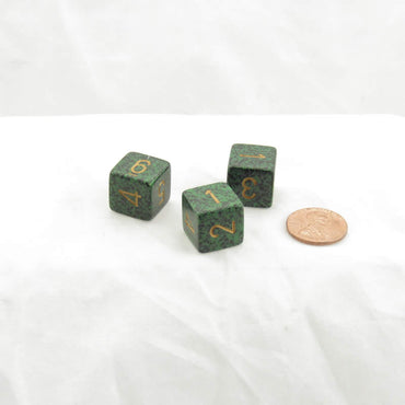 WKP13073E3 Golden Recon Elemental Dice Gold Numbers D6 16mm Pack of 3 (ONLINE ORDER ONLY)