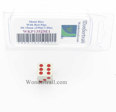 WKP13525E1 Metal Dice with Red Pips D6 15mm (3/5in) Pack of 1 (ONLINE ORDER ONLY)