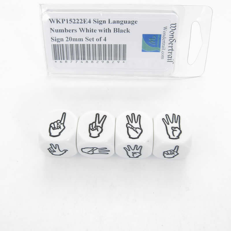 WKP15222E4 Sign Language Numbers White with Black Sign 20mm Set of 4 (ONLINE ORDER ONLY)