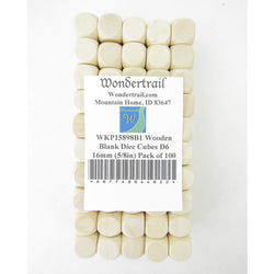 WKP15898B1 Wooden Blank Dice Cubes D6 16mm (5/8in) Pack of 100 (ONLINE ORDER ONLY)