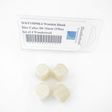 WKP15898E4 Wooden Blank Dice Cubes D6 16mm (5/8in) Set of 4 Wondertrail (ONLINE ORDER ONLY)