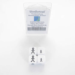WKP16139E4 Stick Figure Dice White Opaque Black Symbols D6 22mm Pack of 4 (ONLINE ORDER ONLY)