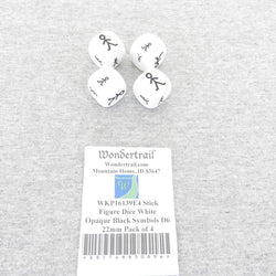 WKP16139E4 Stick Figure Dice White Opaque Black Symbols D6 22mm Pack of 4 (ONLINE ORDER ONLY)