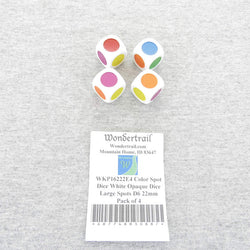 WKP16222E4 Color Spot Dice White Opaque Dice Large Spots D6 22mm Pack of 4 (ONLINE ORDER ONLY)