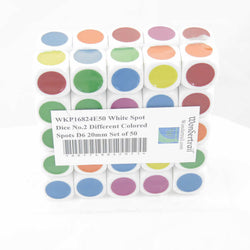 WKP16824E50 White Spot Dice No.2 Different Colored Spots D6 20mm Set of 50 (ONLINE ORDER ONLY)