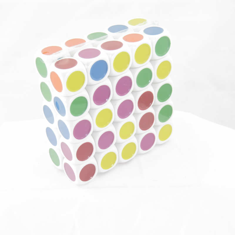 WKP16824E50 White Spot Dice No.2 Different Colored Spots D6 20mm Set of 50 (ONLINE ORDER ONLY)