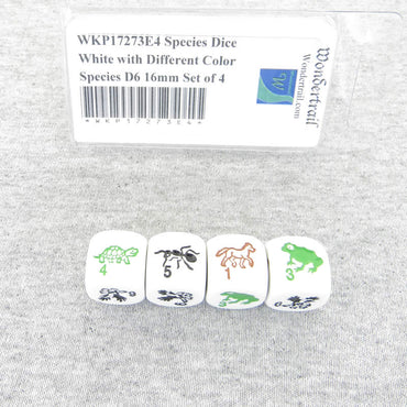 WKP17273E4 Species Dice White Different Color Species D6 16mm Set of 4 (ONLINE ORDER ONLY)