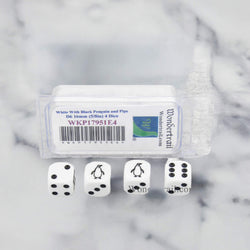 WKP17951E4 Penguin Dice White Opaque with Black Pips D6 16mm Set of 4 (ONLINE ORDER ONLY)