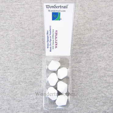 WKP17976E6 White Opaque Dice Blank D10 16mm (5/8in) Pack of 6 (ONLINE ORDER ONLY)
