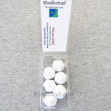 WKP17977E6 White Opaque Dice Blank D12 16mm (5/8in) Pack of 6 (ONLINE ORDER ONLY)