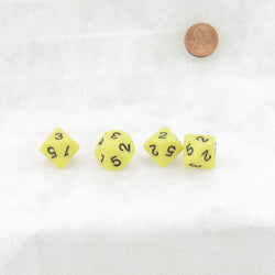 WKP18074AE4 Yellow Opaque Dice with Black Numbers D10 (1-5 Twice) 16mm Set of 4 (ONLINE ORDER ONLY)