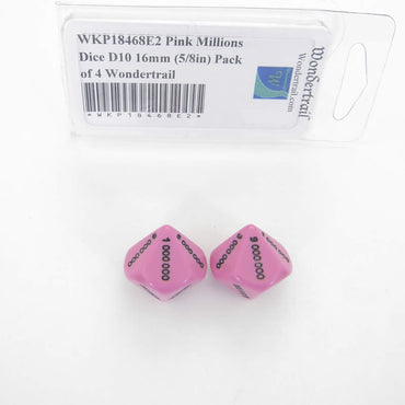 WKP18468E2 Pink Millions Dice D10 16mm (5/8in) Pack of 2 (ONLINE ORDER ONLY)