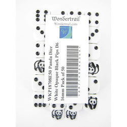 WKP18708E50 Panda Dice White Opaque Black Pips D6 16mm Pack of 50 (ONLINE ORDER ONLY)