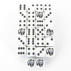 WKP18708E50 Panda Dice White Opaque Black Pips D6 16mm Pack of 50 (ONLINE ORDER ONLY)