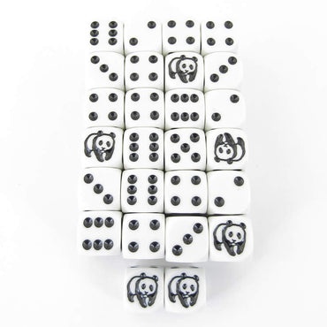 WKP18708E50 Panda Dice White Opaque Black Pips D6 16mm Pack of 50 (ONLINE ORDER ONLY)