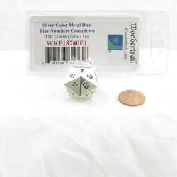 WKP18740E1 Metal Die D20 Countdown Die Blue Numbers 22mm (7/8in) (ONLINE ORDER ONLY)