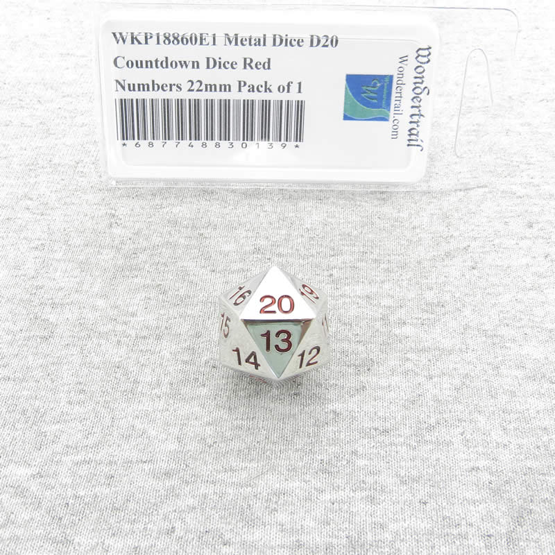 WKP18860E1 Metal Die D20 Countdown Die Red Numbers 22mm (7/8in) (ONLINE ORDER ONLY)