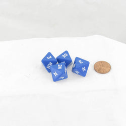 WKP18965E4 Blue Compass Dice with White Markings D8 16mm (5/8in) Pack of 4 (ONLINE ORDER ONLY)