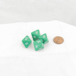 WKP18966E4 Green Compass Dice with White Markings D8 16mm (5/8in) Pack of 4 (ONLINE ORDER ONLY)