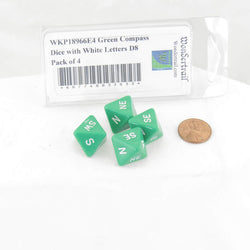 WKP18966E4 Green Compass Dice with White Markings D8 16mm (5/8in) Pack of 4 (ONLINE ORDER ONLY)