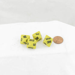 WKP18968E4 Yellow Compass Dice with Black Markings D8 16mm (5/8in) Pack of 4 (ONLINE ORDER ONLY)