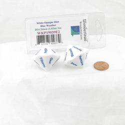 WKP19039E2 White Opaque Dice Blue Weather D14 26mm (1.02in) Set of 2 (ONLINE ORDER ONLY)