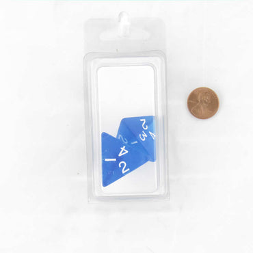 WKP19051E2 Blue Jumbo Transparent Dice White Numbers D4 27mm (1.06 inch) Set of 2 (ONLINE ORDER ONLY)