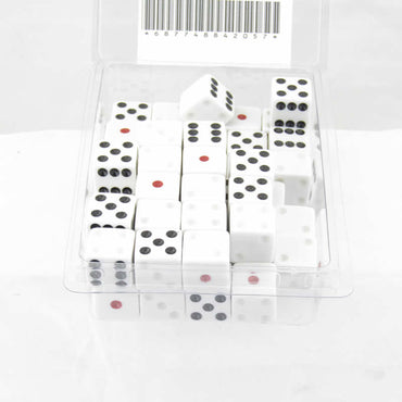 WKP19503E50 Penumbra Die White Dice Red Black and White Pips D6 16mm Set of 50 (ONLINE ORDER ONLY)