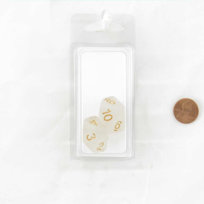 WKP19583E2 Pearl Countdown Dice Gold Colored Numbers D10 20mm Set of 2 (ONLINE ORDER ONLY)
