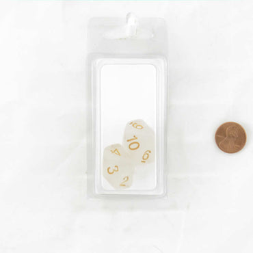 WKP19583E2 Pearl Countdown Dice Gold Colored Numbers D10 20mm Set of 2 (ONLINE ORDER ONLY)