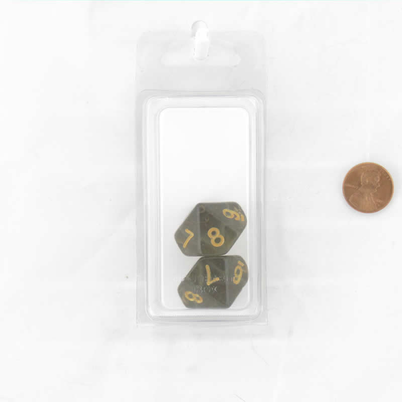 WKP19585E2 Smoke Countdown Dice Gold Colored Numbers D10 20mm Set of 2 (ONLINE ORDER ONLY)