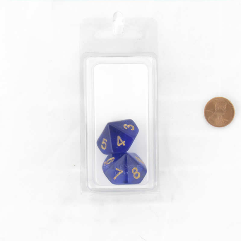 WKP19604E2 Blue Countdown Dice Gold Colored Numbers D10 20mm Set of 2 (ONLINE ORDER ONLY)