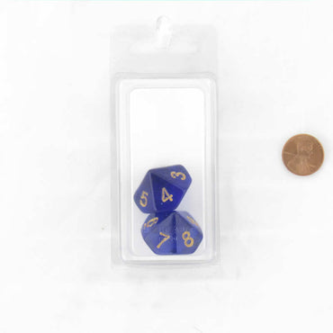 WKP19604E2 Blue Countdown Dice Gold Colored Numbers D10 20mm Set of 2 (ONLINE ORDER ONLY)