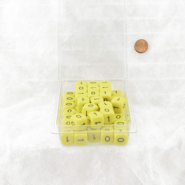 WKP19689E50 Binary Yellow Opaque Dice Black Numbers 0-1 3 Times D6 16mm Pack of 50 (ONLINE ORDER ONLY)