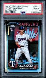 Graded 2024 Topps Update Wyatt Langford #USC37 Refractor Rookie RC Baseball Card PSA 10 Gem Mint (ONLINE ORDER ONLY)