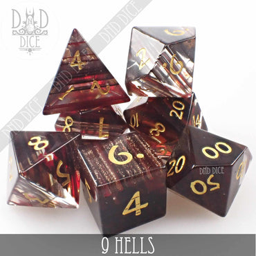 9 Hells Glass Dice Set (Gift Box) (Online Order Only)