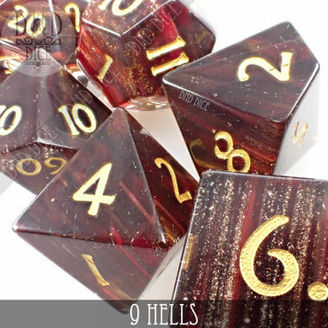 9 Hells Glass Dice Set (Gift Box) (Online Order Only)
