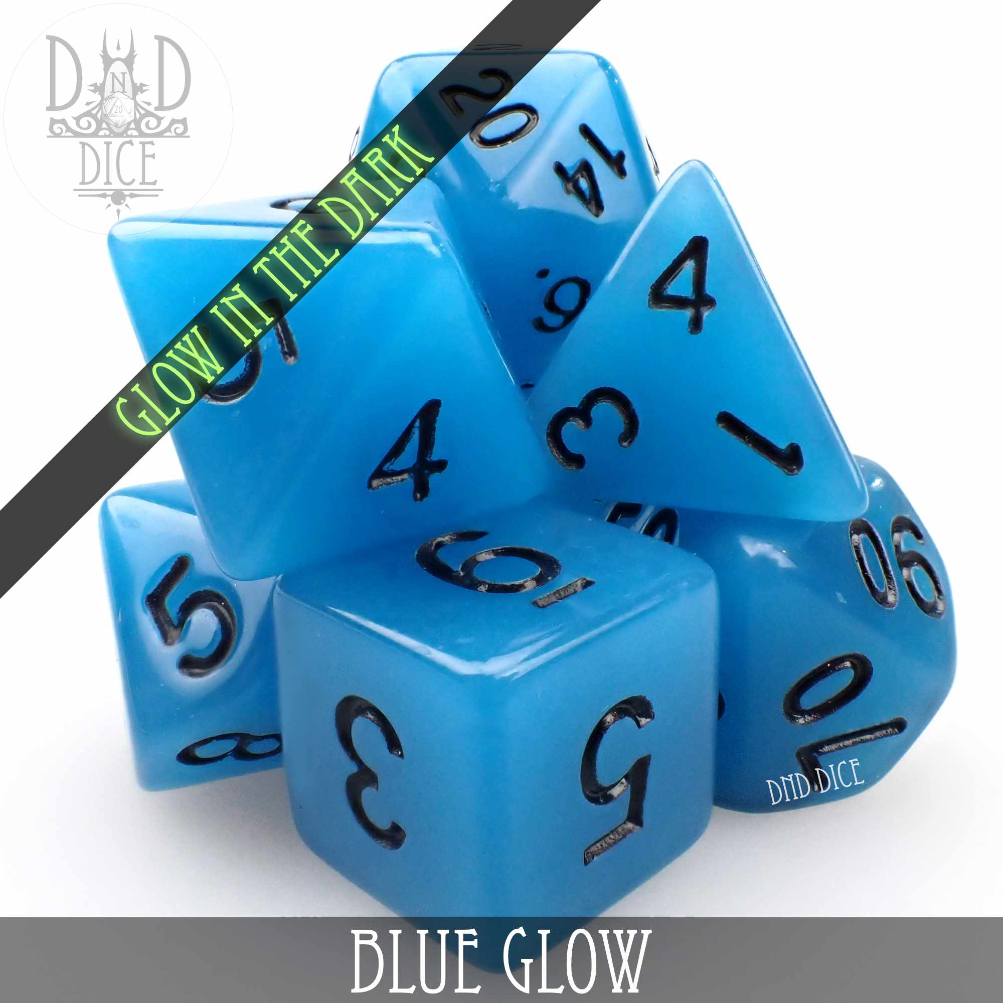 Blue Glow in the Dark Dice Set (Online Order Only)