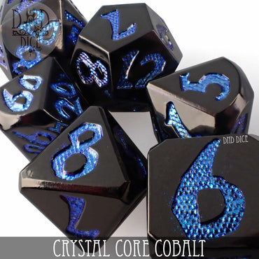 Crystal Core Cobalt Metal Dice Set (Online Order Only)